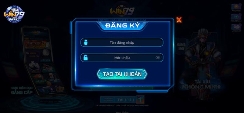 Form đăng ký tài khoản Win 79 siêu đơn giản