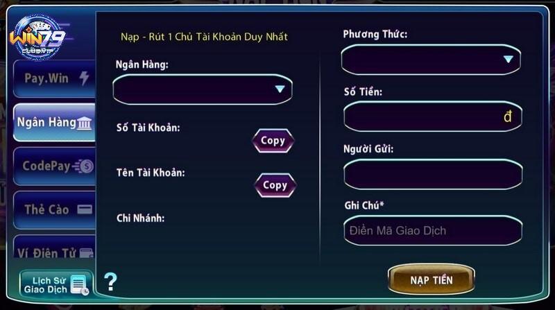 Nền tảng hỗ trợ đa dạng các hình thức nạp tiền cho anh em