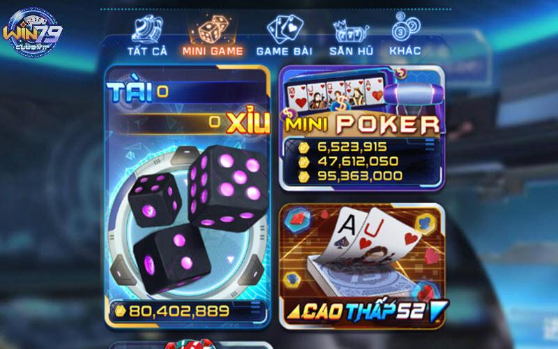 Vị trí game Mini Poker tại giao diện trang chủ